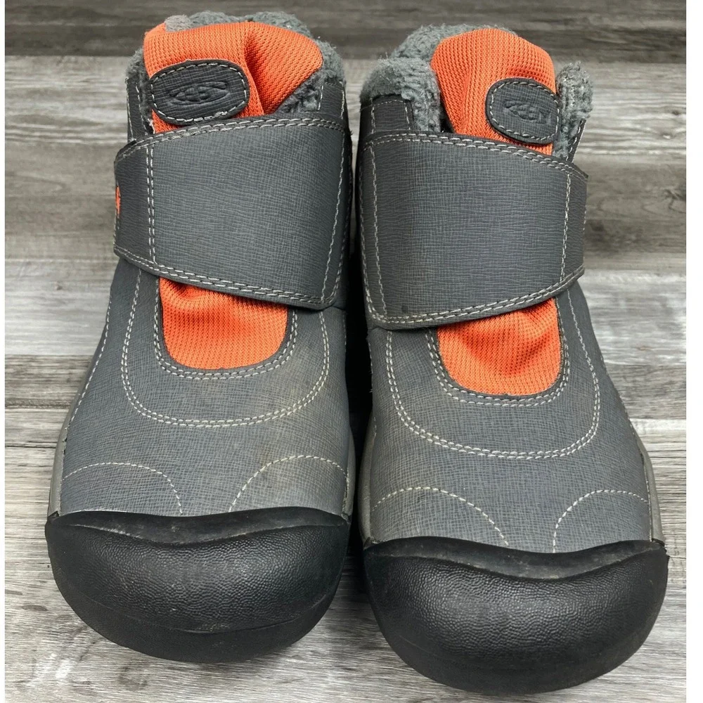 Keen Waterproof Winter Boots Grey Orange Faux Fur Lined Youth Size 5 1013615